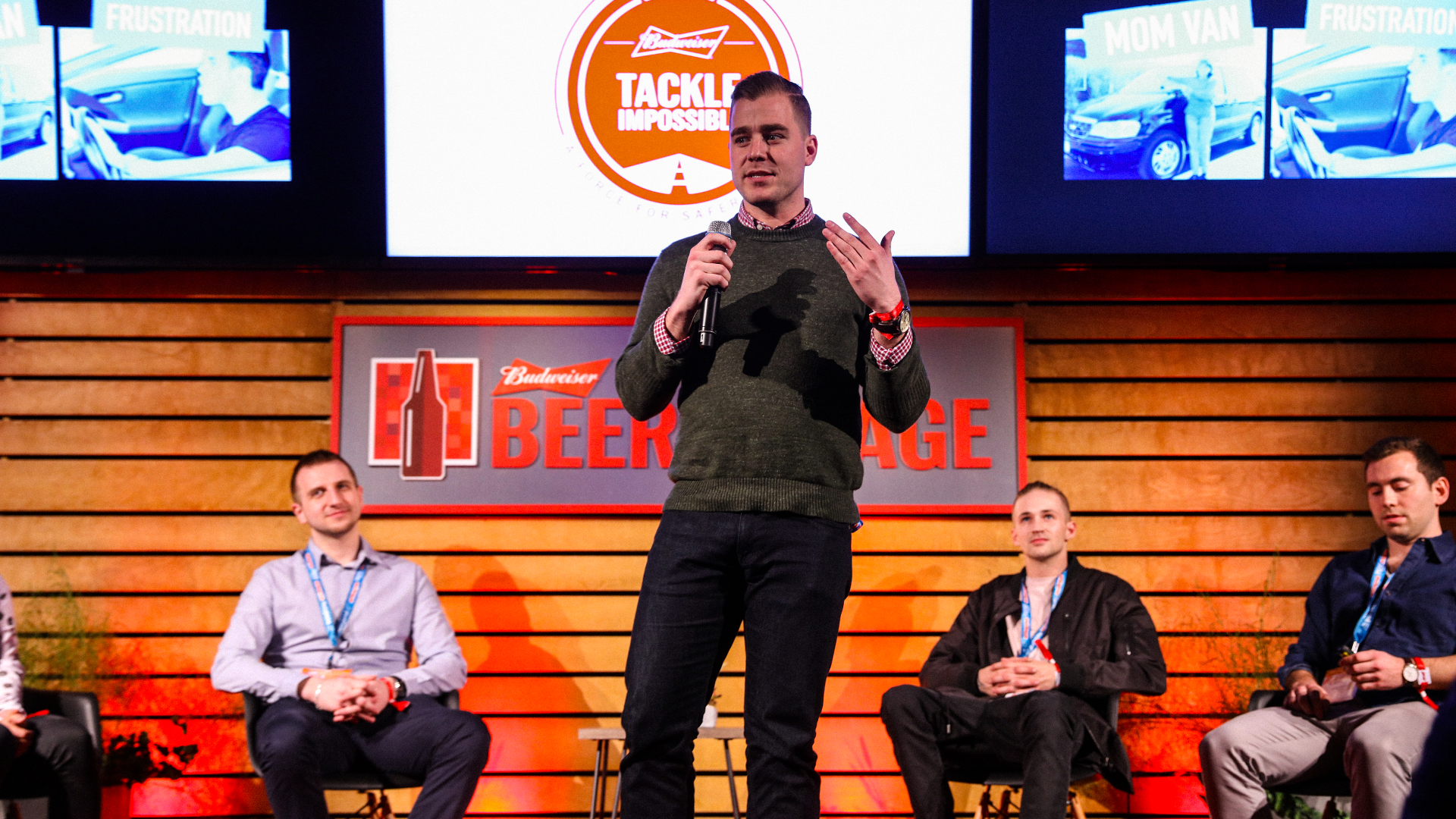 Steve Van Mierlo represents the Canadian hackathon winning team to present the SQUADD app.