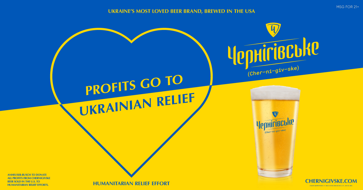 Anheuser-Busch to Produce New Brew Inspired by Ukraine’s Most Loved Beer Brand Chernigivske, With Profits Supporting Humanitarian Relief Efforts